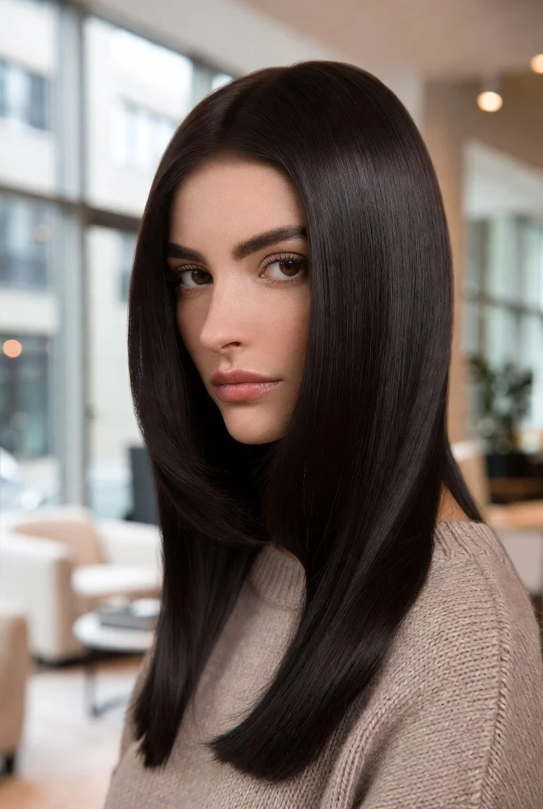 Espresso brown straight hairstyle
