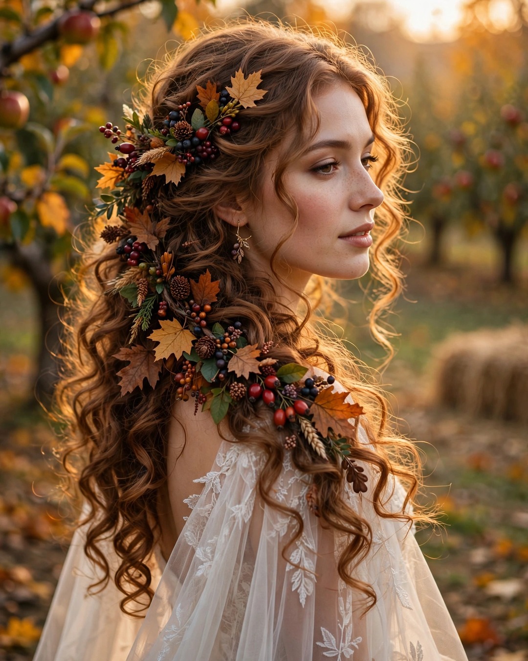 Cascading Curls with Berry Accents