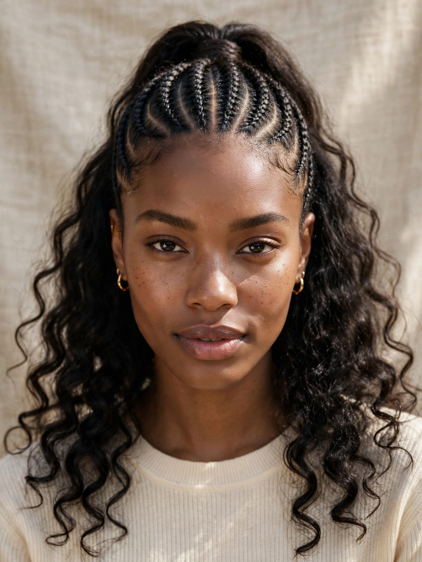 Half-Up Cornrow Ponytail